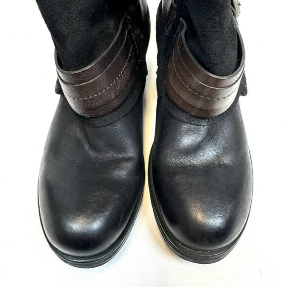 Miz Mooz Ankle Boots Womens Size 36 US 6 Black Leather Harness Buckle Moto - Picture 3 of 8
